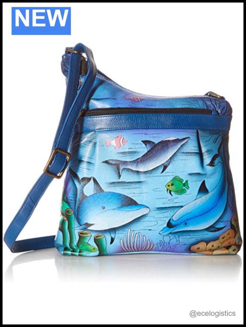 Genuine Leather Hand Painted Asymmetric Crossbody Bag Artisan